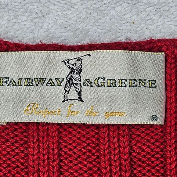 Fairway & Greene Vintage Christmas Red Button Front Cable Knit & Ribbed Vest - Picture 4 of 7